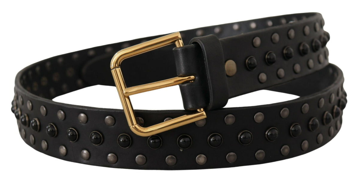 Ceinture élégante en cuir Dolce &amp; Gabbana avec boucle gravée du logo