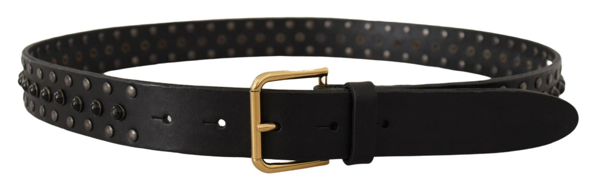 Ceinture élégante en cuir Dolce &amp; Gabbana avec boucle gravée du logo