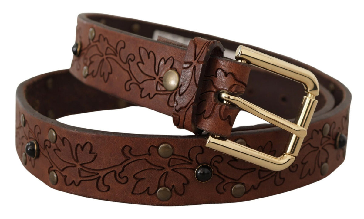 Ceinture élégante en cuir Dolce &amp; Gabbana avec boucle en métal