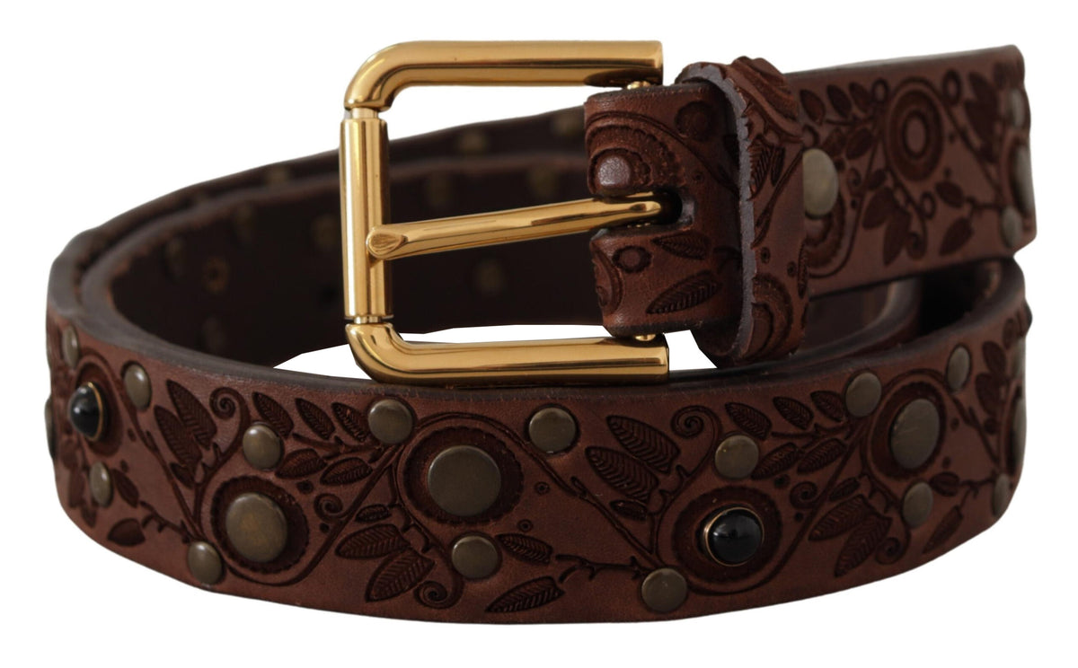 Ceinture élégante en cuir Dolce &amp; Gabbana avec boucle gravée