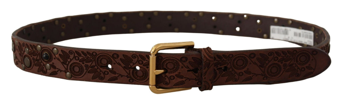 Ceinture élégante en cuir Dolce &amp; Gabbana avec boucle gravée