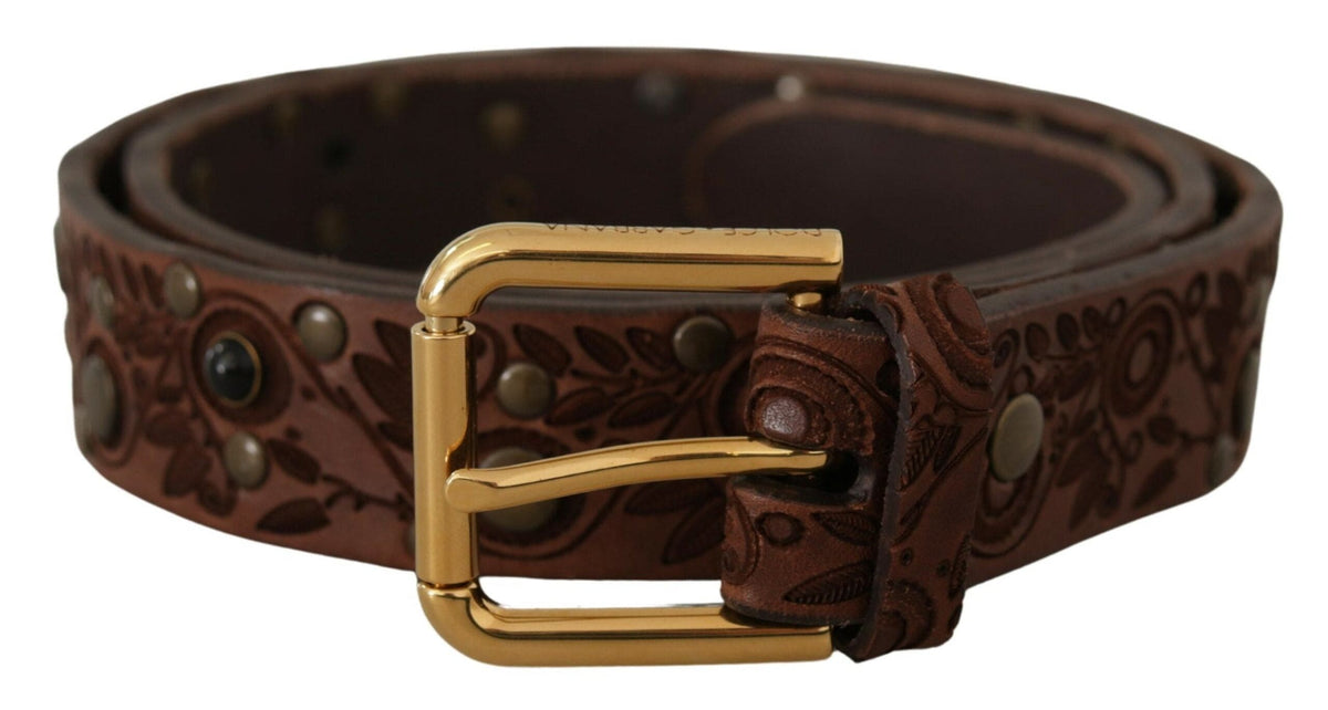 Ceinture élégante en cuir Dolce &amp; Gabbana avec boucle gravée