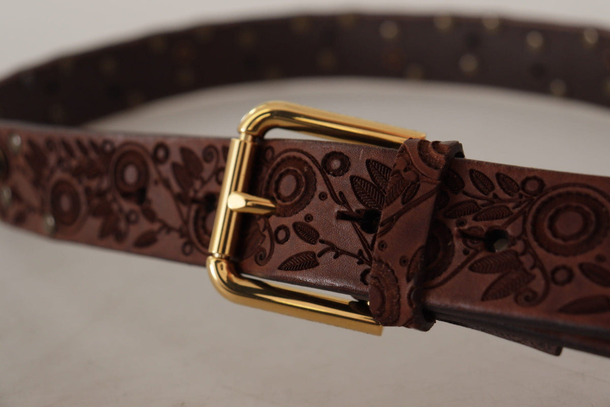 Ceinture élégante en cuir Dolce &amp; Gabbana avec boucle gravée