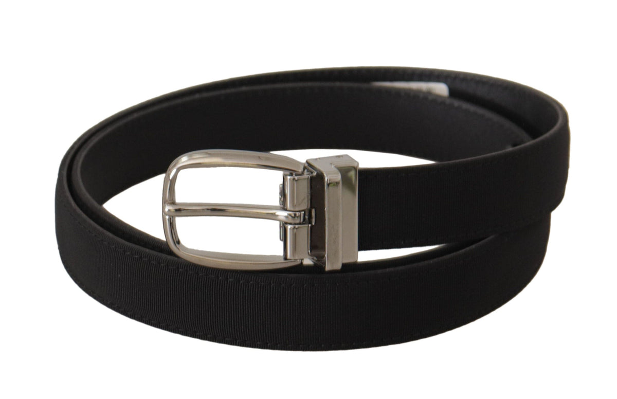 Ceinture élégante en toile et cuir noir Dolce &amp; Gabbana