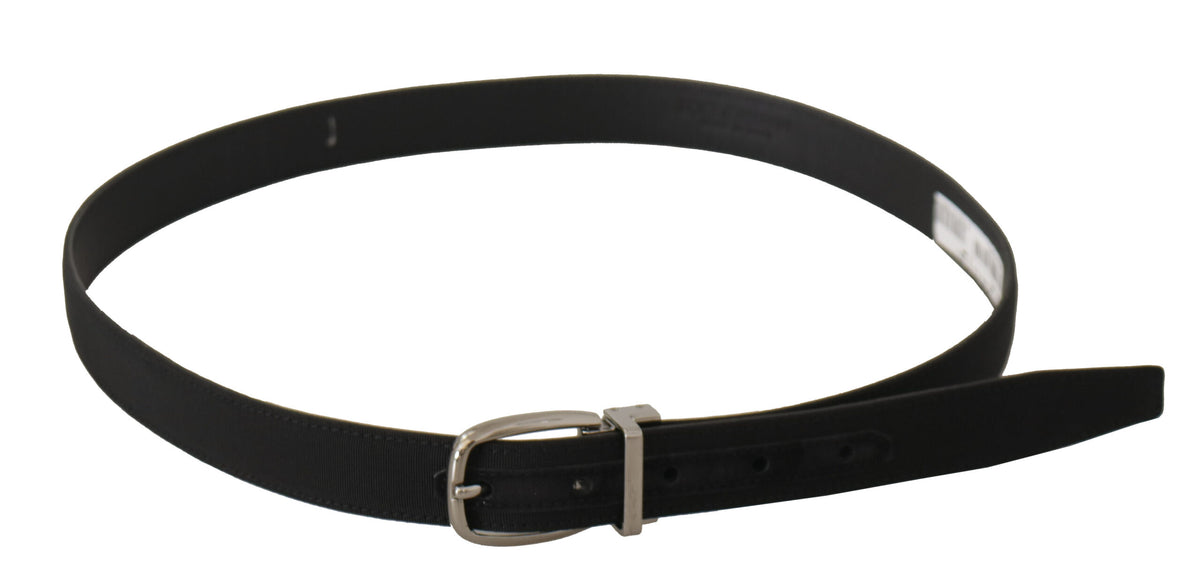 Ceinture élégante en toile et cuir noir Dolce &amp; Gabbana