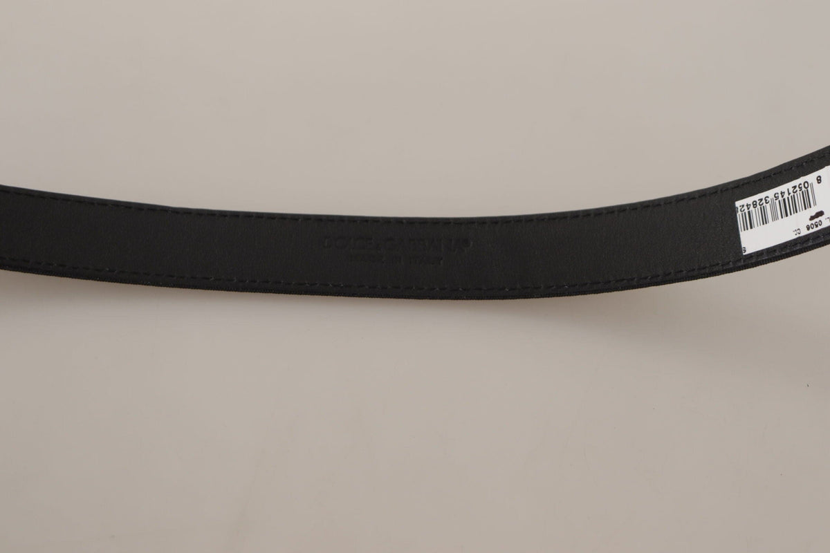 Ceinture élégante en toile et cuir noir Dolce &amp; Gabbana