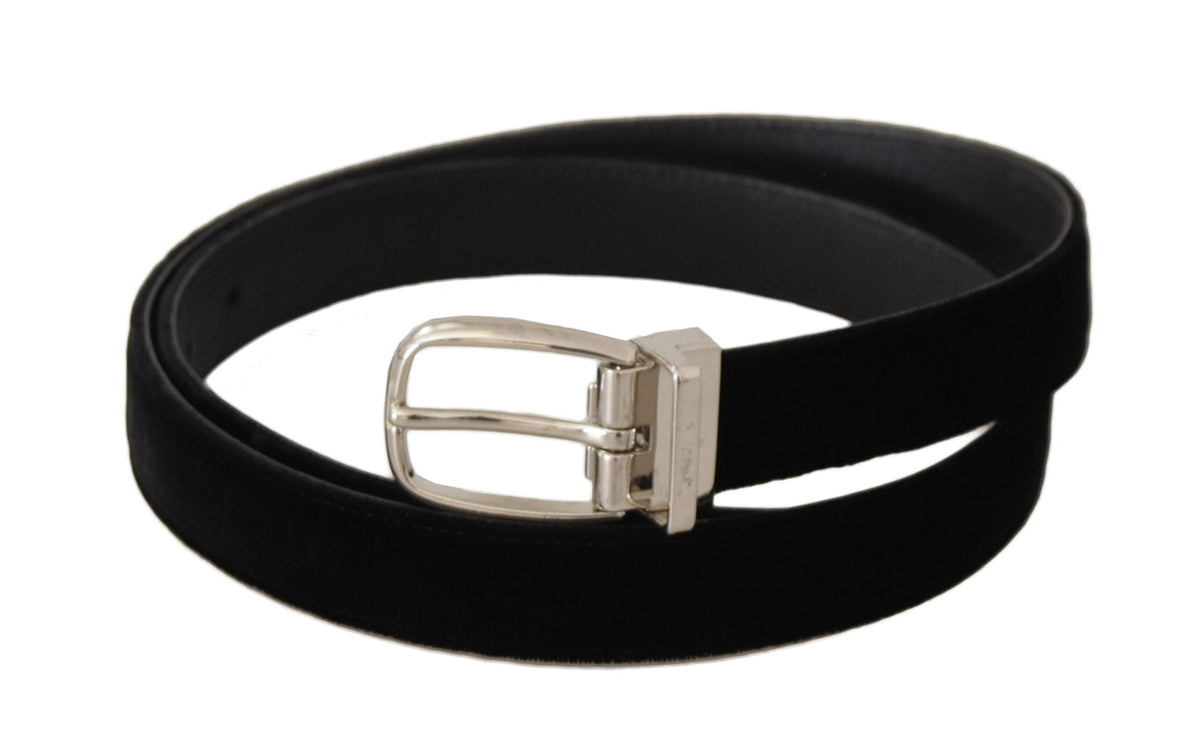 Ceinture élégante en velours noir Dolce &amp; Gabbana avec boucle à logo