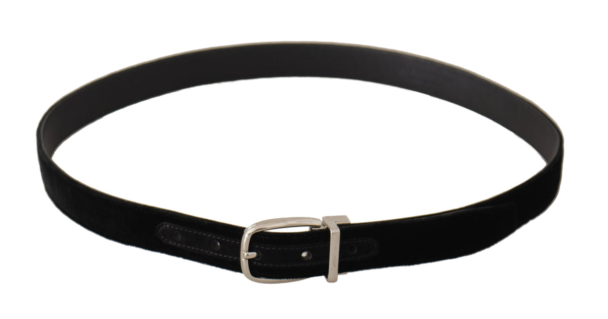 Ceinture élégante en velours noir Dolce &amp; Gabbana avec boucle à logo