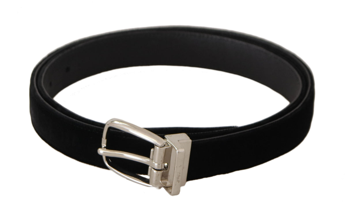 Ceinture élégante en velours noir Dolce &amp; Gabbana avec boucle à logo