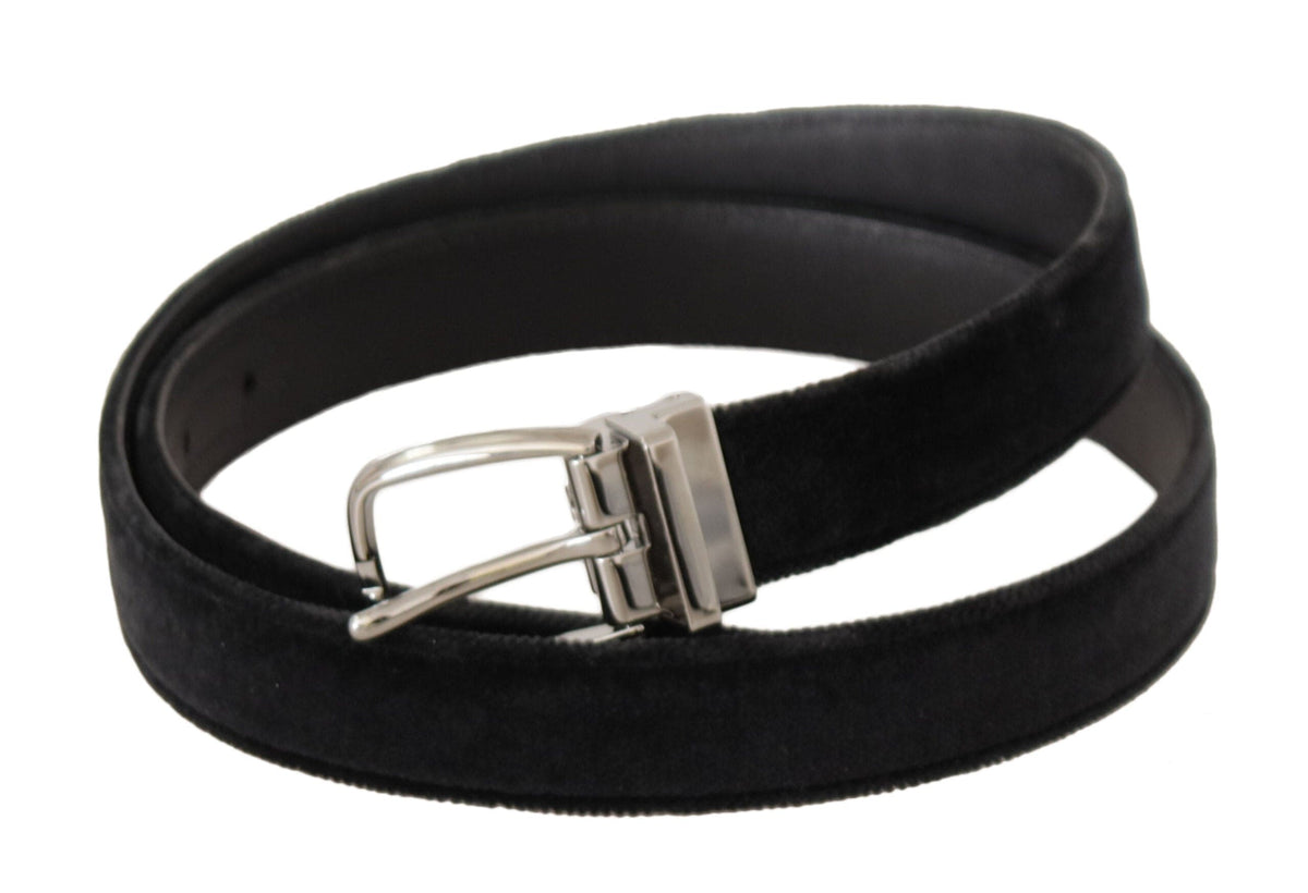 Ceinture élégante en velours Dolce &amp; Gabbana avec boucle gravée du logo