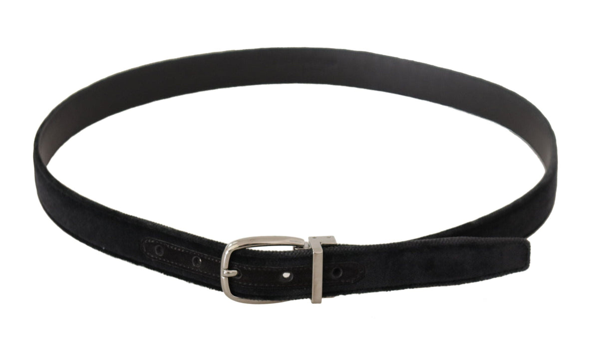 Ceinture élégante en velours Dolce &amp; Gabbana avec boucle gravée du logo