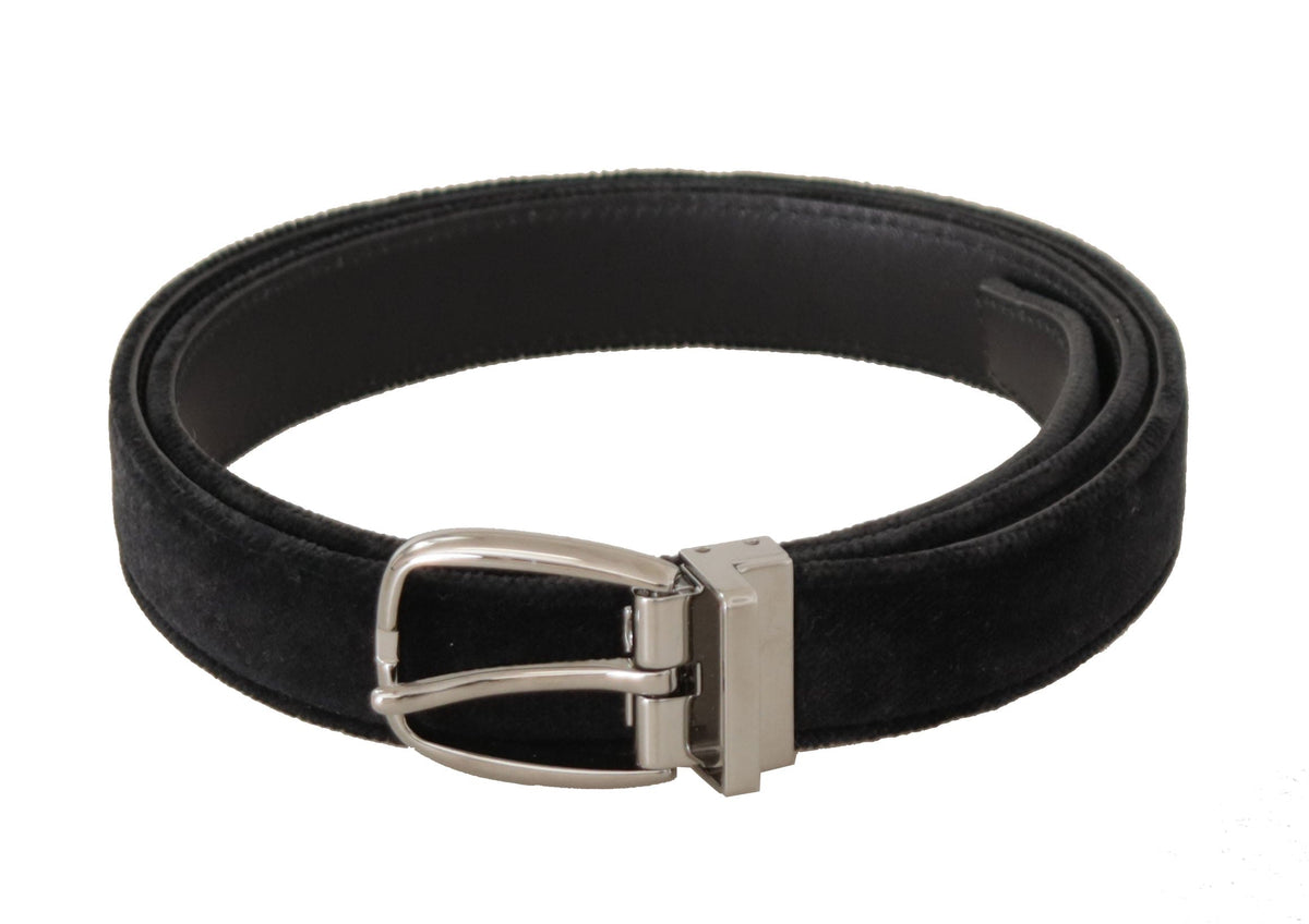 Ceinture élégante en velours Dolce &amp; Gabbana avec boucle gravée du logo