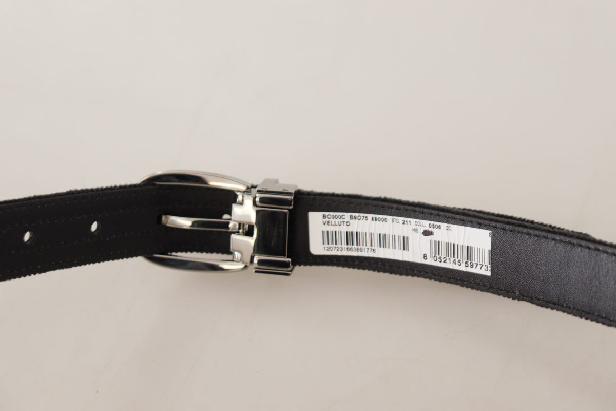 Ceinture élégante en velours Dolce &amp; Gabbana avec boucle gravée du logo