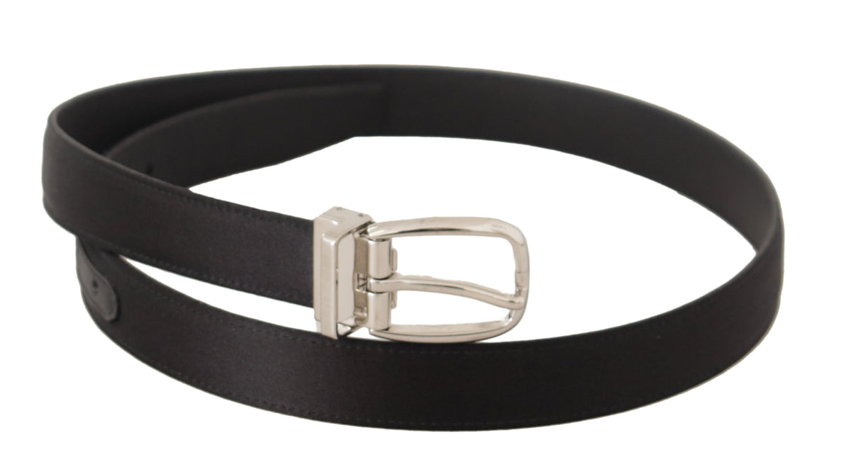 Ceinture de créateur élégante en cuir et toile noire Dolce &amp; Gabbana