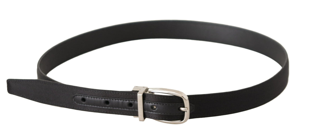 Ceinture de créateur élégante en cuir et toile noire Dolce &amp; Gabbana