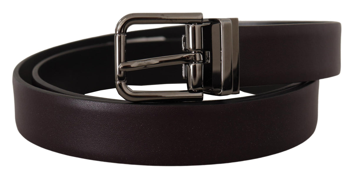 Ceinture élégante en cuir marron foncé Dolce &amp; Gabbana