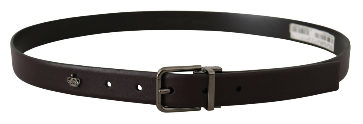 Ceinture élégante en cuir marron foncé Dolce &amp; Gabbana