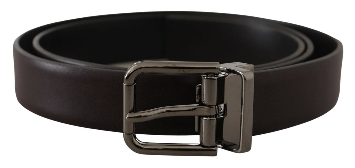 Ceinture élégante en cuir marron foncé Dolce &amp; Gabbana