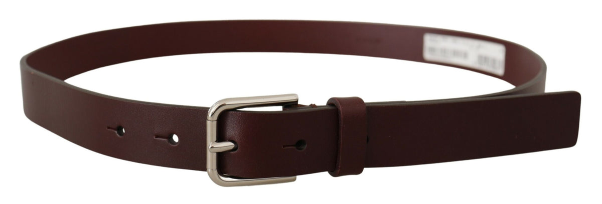 Ceinture en cuir marron de luxe Dolce &amp; Gabbana avec boucle en métal