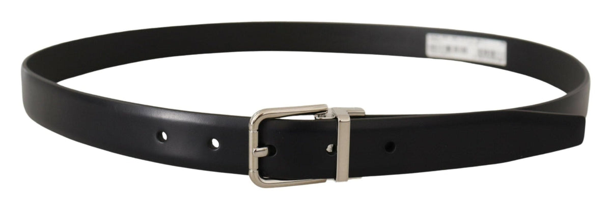 Ceinture élégante en cuir noir Dolce &amp; Gabbana avec boucle en métal