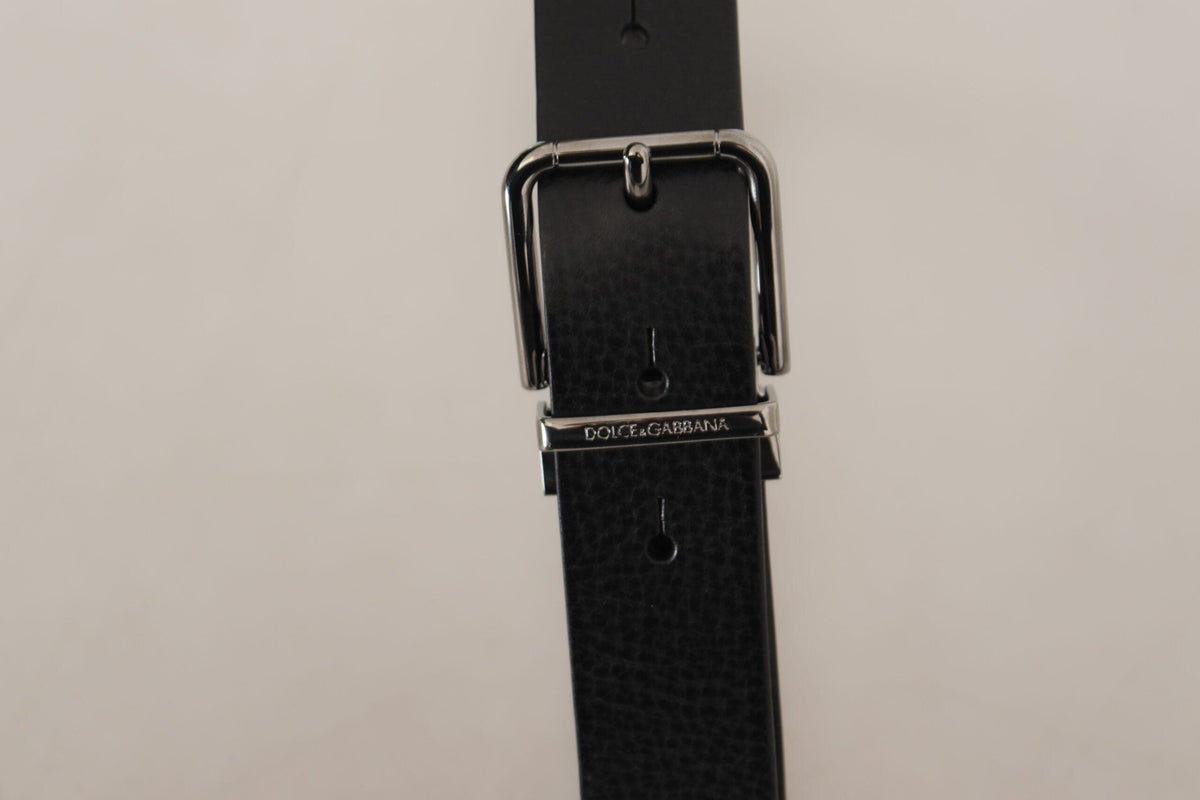 Ceinture élégante en cuir noir Dolce &amp; Gabbana avec boucle en métal