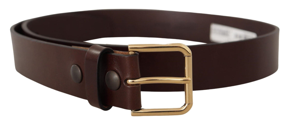 Ceinture élégante en cuir noir Dolce &amp; Gabbana avec boucle en métal