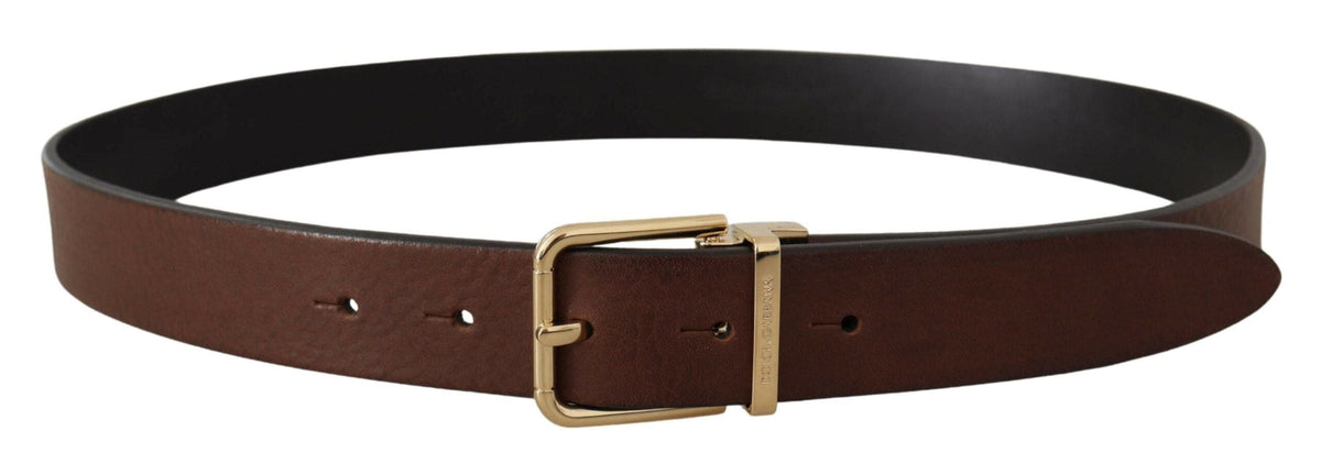 Ceinture élégante en cuir marron avec boucle en métal Dolce &amp; Gabbana