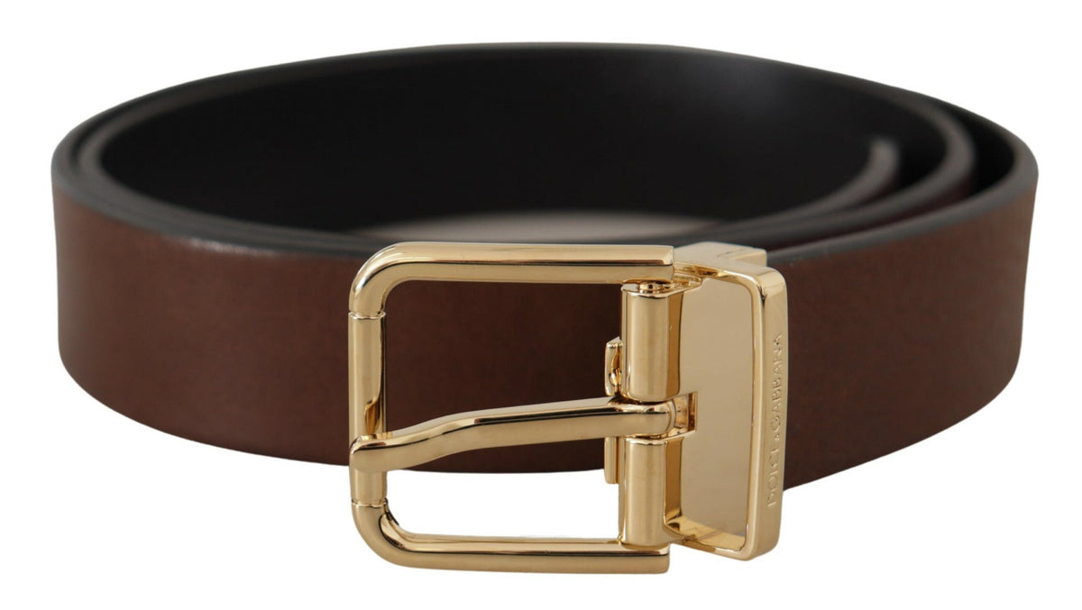 Ceinture élégante en cuir marron avec boucle en métal Dolce &amp; Gabbana