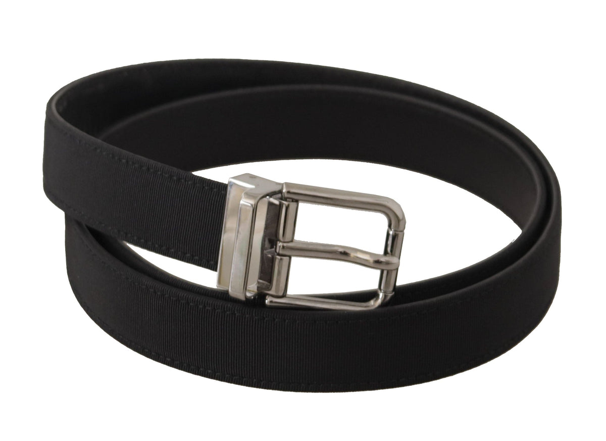 Ceinture élégante en cuir noir Dolce &amp; Gabbana avec boucle en métal