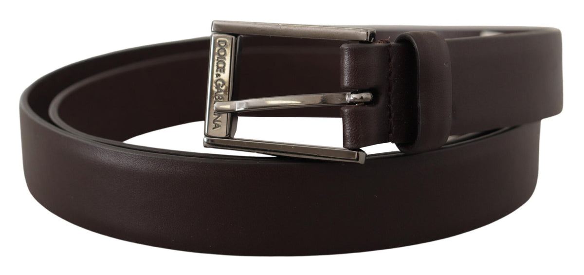 Ceinture élégante en cuir marron foncé Dolce &amp; Gabbana