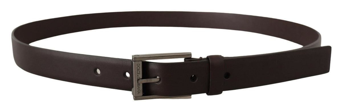 Ceinture élégante en cuir marron foncé Dolce &amp; Gabbana