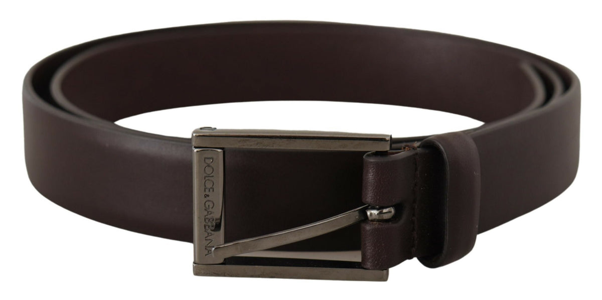 Ceinture élégante en cuir marron foncé Dolce &amp; Gabbana