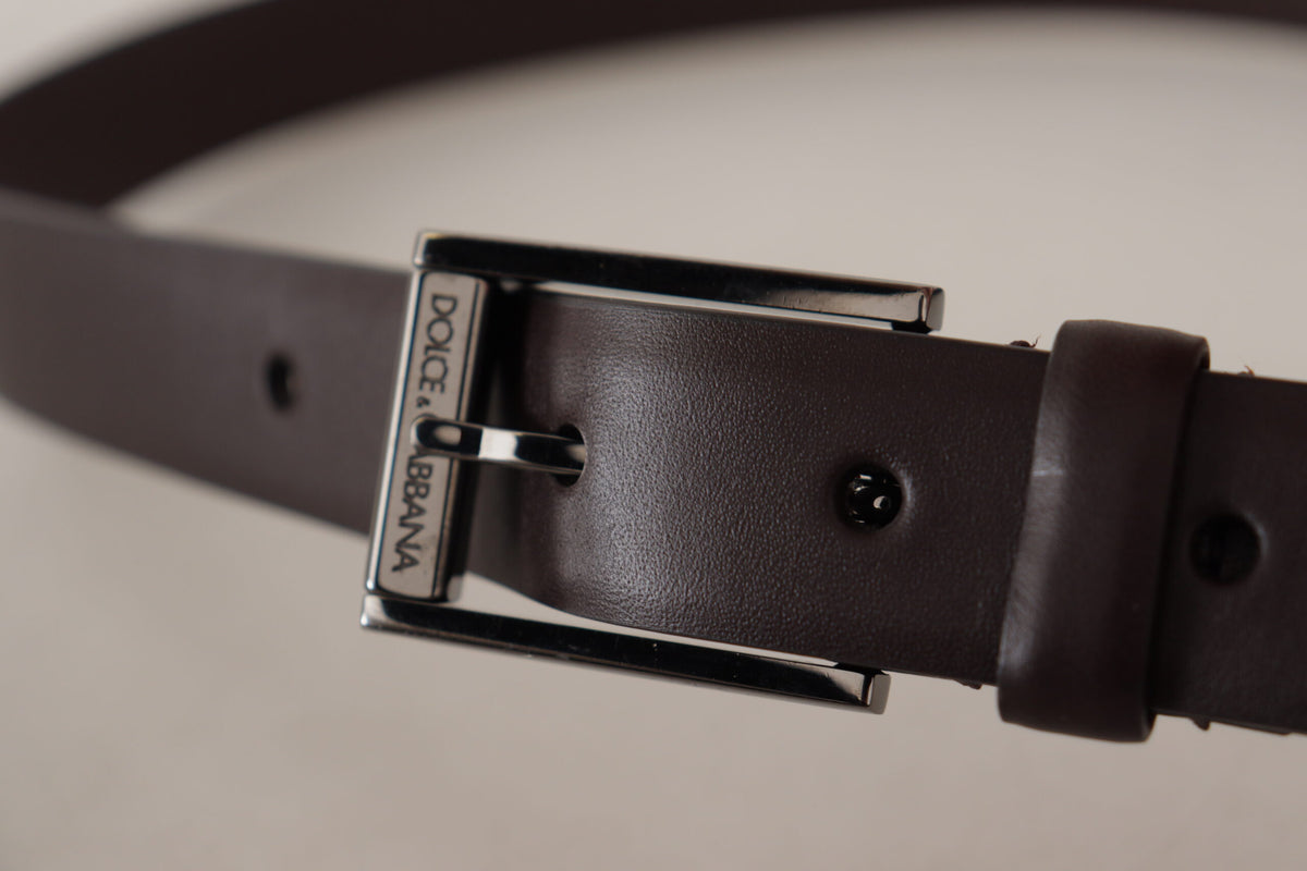 Ceinture élégante en cuir marron foncé Dolce &amp; Gabbana