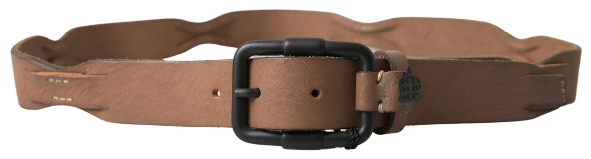 Ceinture élégante en cuir marron avec boucle en métal noir Ermanno Scervino