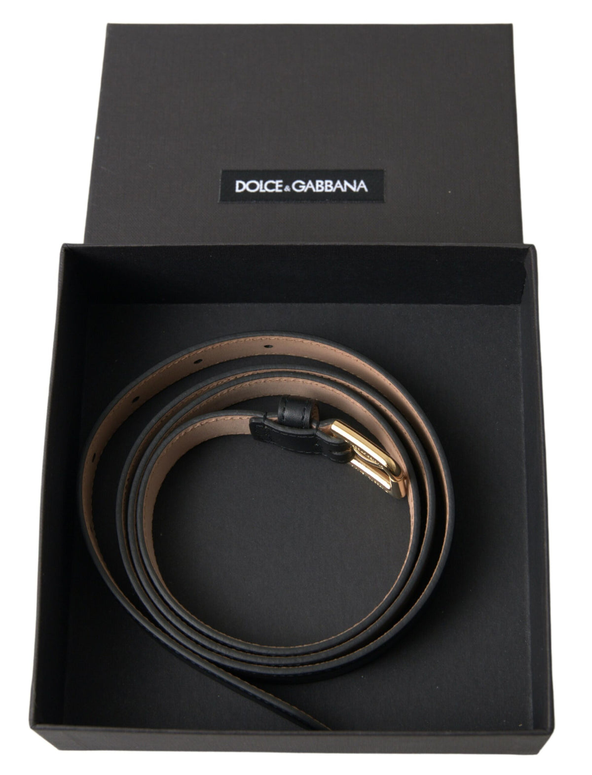 Ceinture élégante en cuir italien Dolce &amp; Gabbana avec boucle en métal