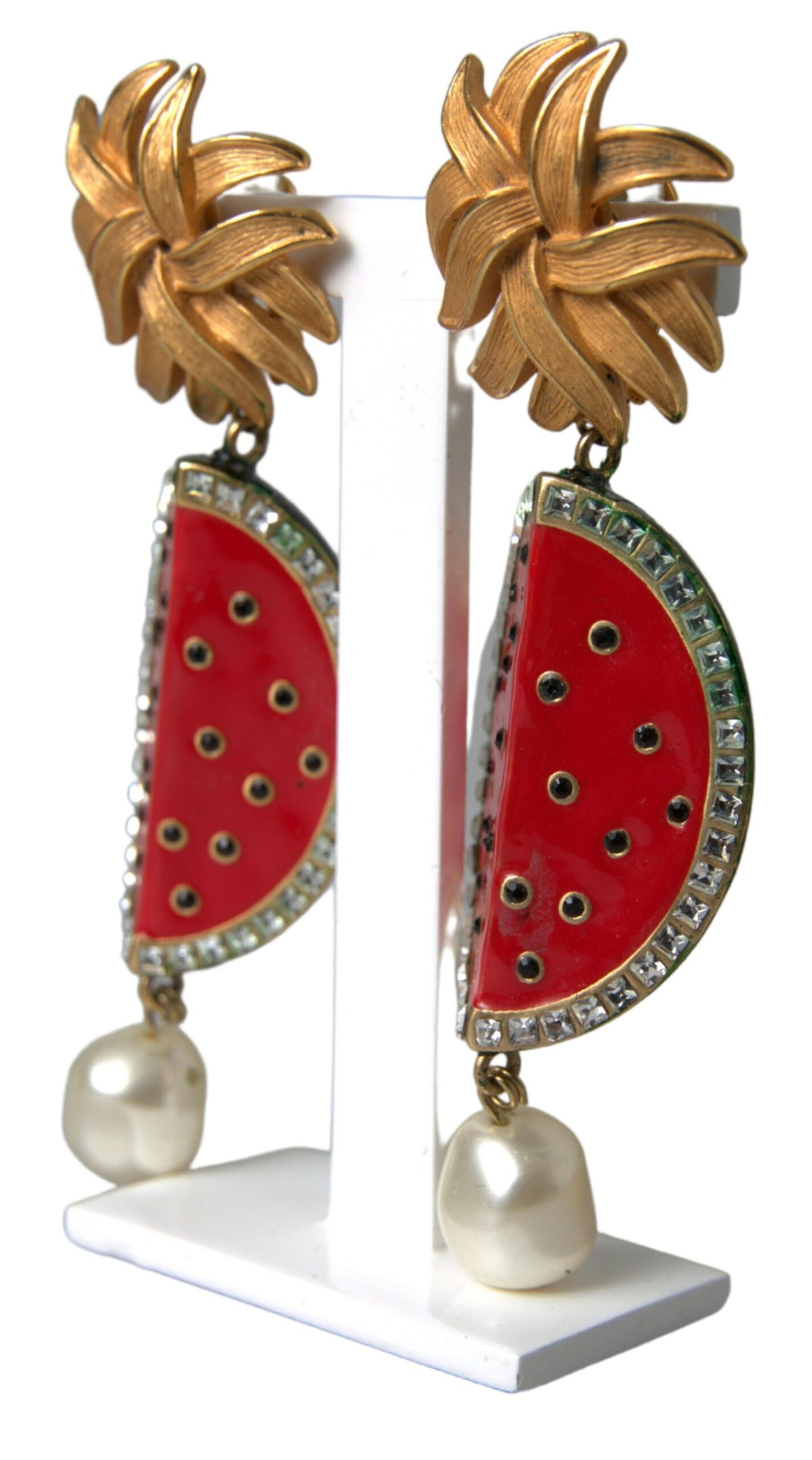 Pendientes de clip con diseño de sandía roja radiante de Dolce &amp; Gabbana