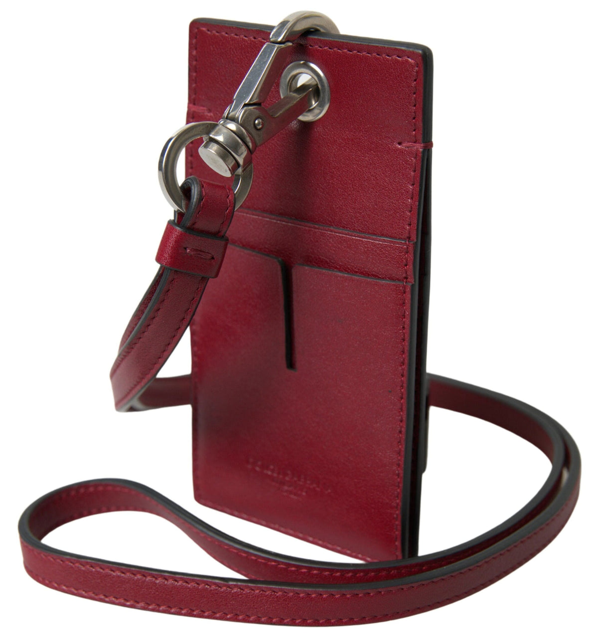 Porte-cartes élégant en cuir rouge Dolce &amp; Gabbana avec cordon