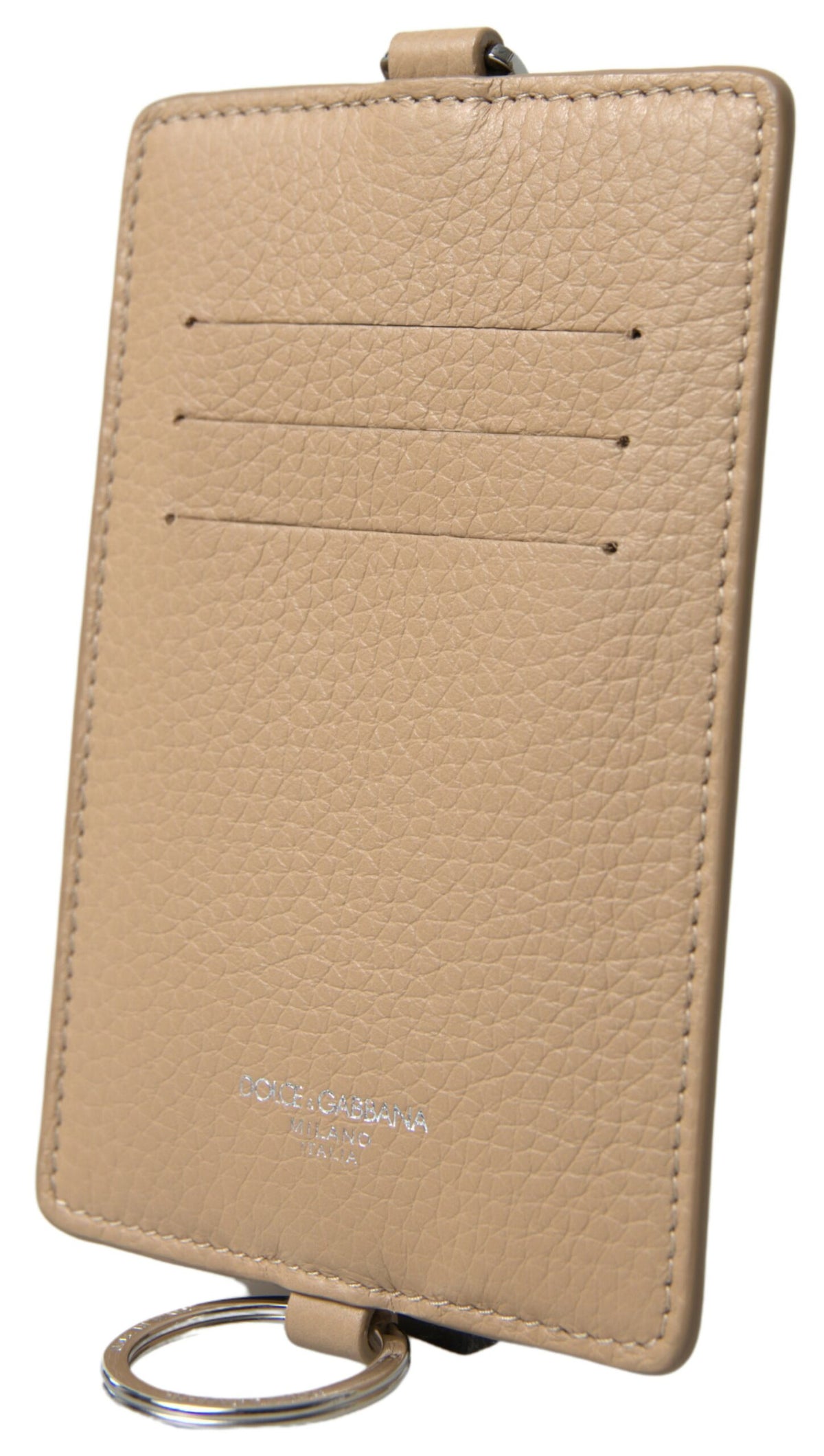 Portefeuille porte-cartes élégant en cuir beige Dolce &amp; Gabbana