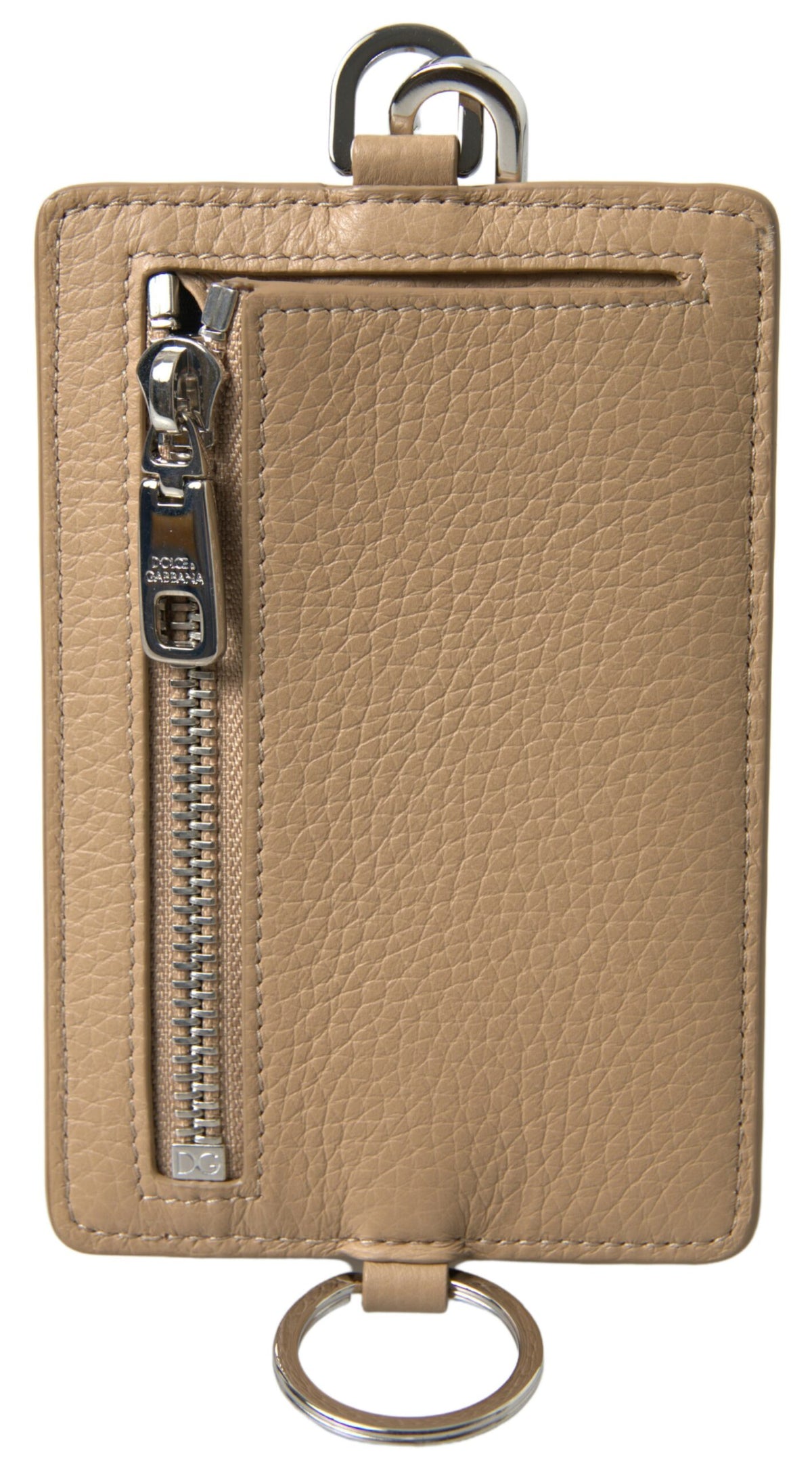 Portefeuille porte-cartes élégant en cuir beige Dolce &amp; Gabbana