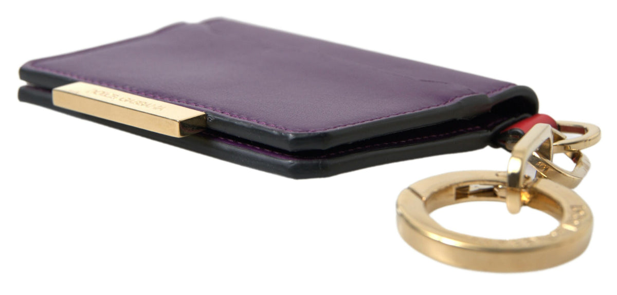 Portefeuille à rabat français en cuir violet Dolce &amp; Gabbana