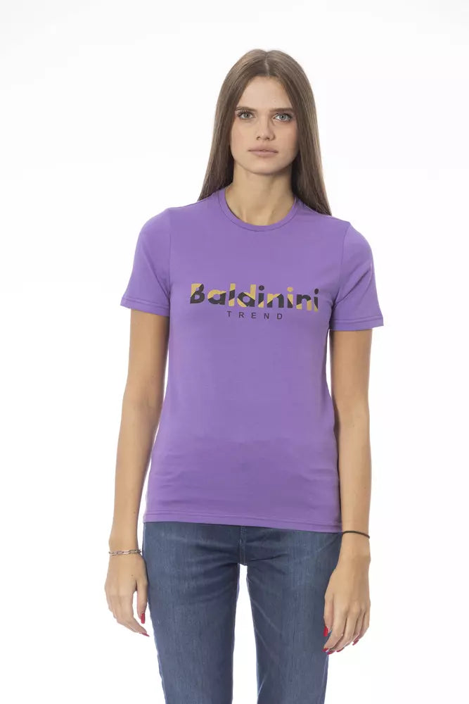 Camiseta de algodón con cuello redondo y diseño elegante de Baldinini Trend en color morado