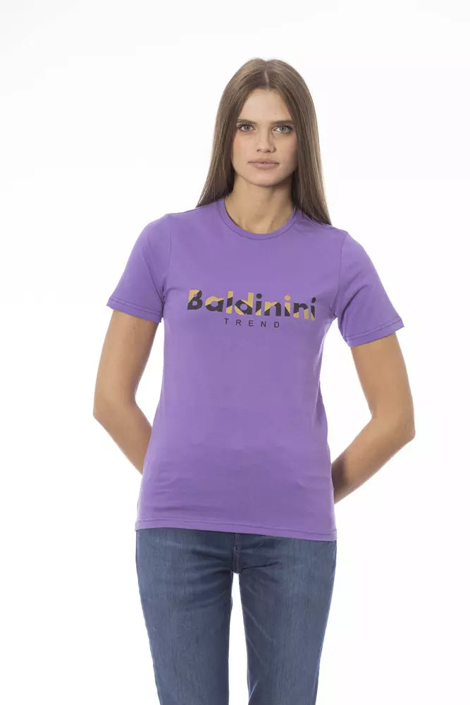 Camiseta de algodón con cuello redondo y diseño elegante de Baldinini Trend en color morado