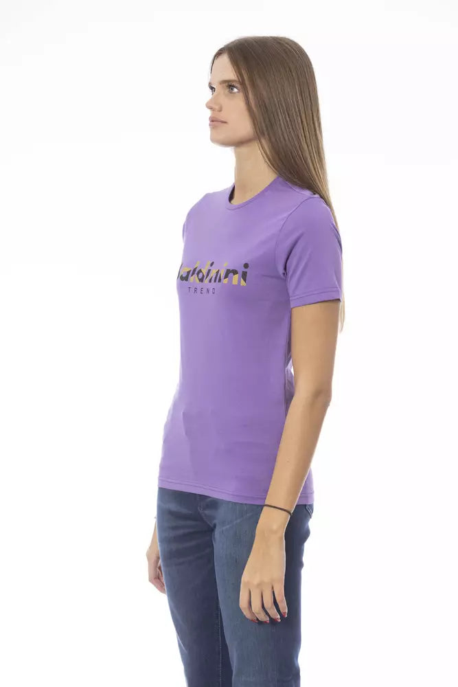 Camiseta de algodón con cuello redondo y diseño elegante de Baldinini Trend en color morado