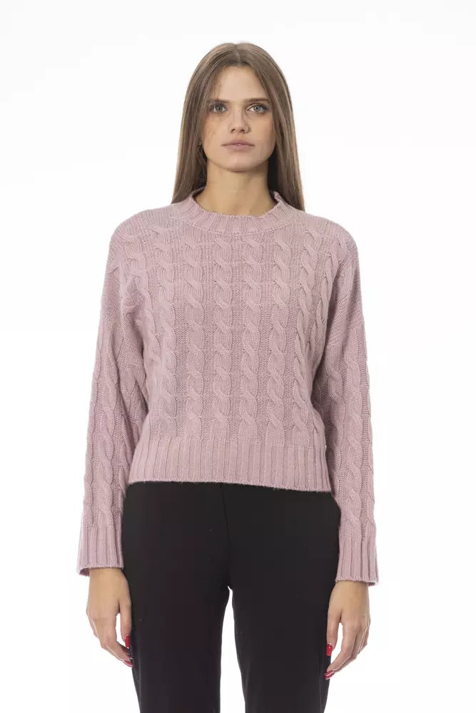 Pull ras du cou en laine mélangée rose tendance chic de Baldinini