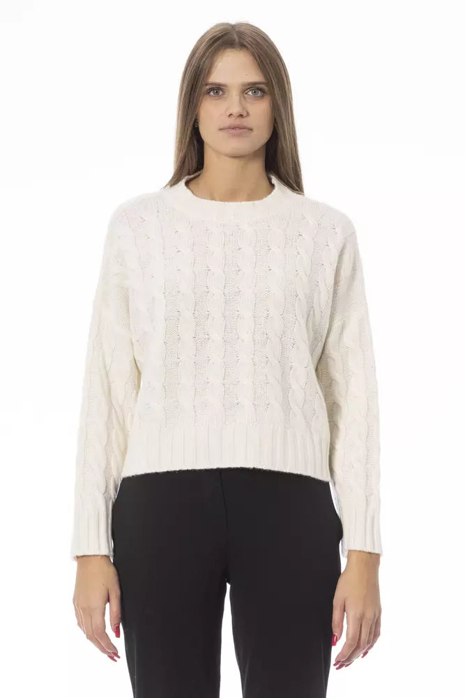 Pull ras du cou confortable en tricot beige Baldinini Trend