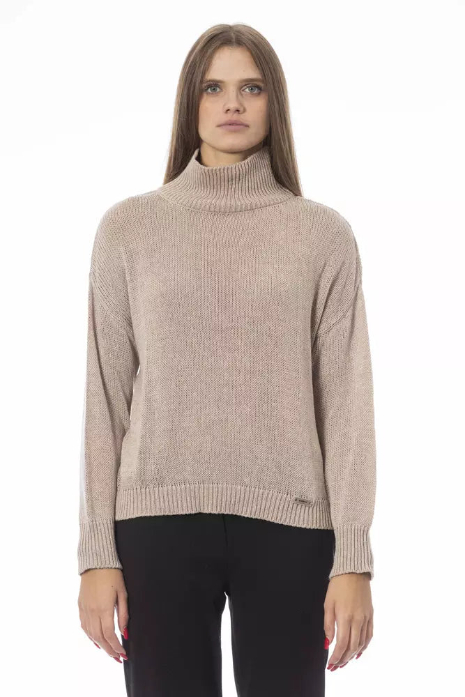 Pull col volcan beige tendance chic de Baldinini