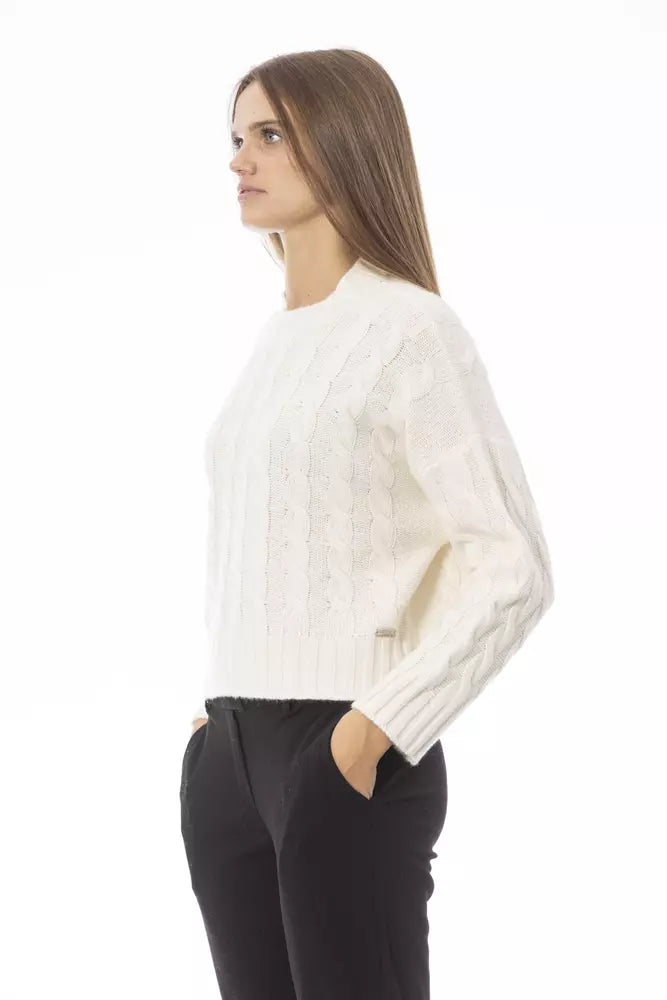 Pull ras du cou confortable en tricot beige Baldinini Trend