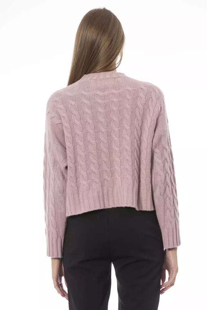 Pull ras du cou en laine mélangée rose tendance chic de Baldinini