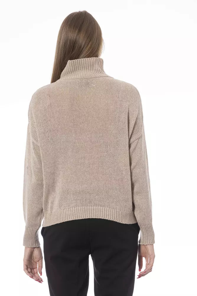 Pull col volcan beige tendance chic de Baldinini