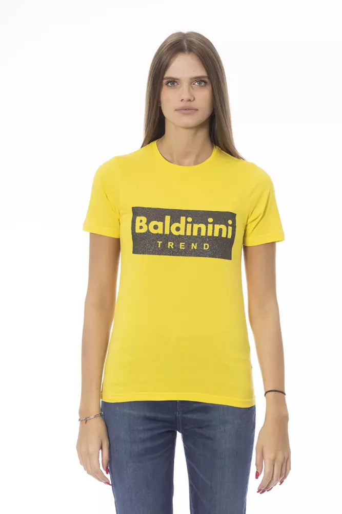 Camiseta de cuello redondo Baldinini Trend Sunshine Yellow con estampado de diseñador